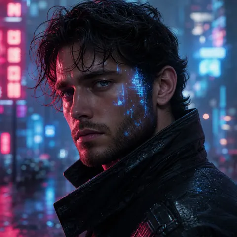 Cyberpunk AI art style example