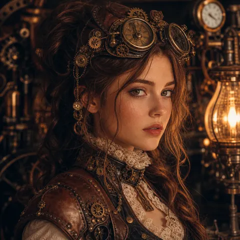 Steampunk AI art style example
